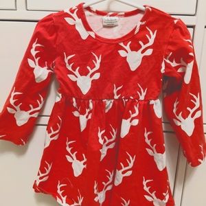 Cute Red Deer Dress 2T